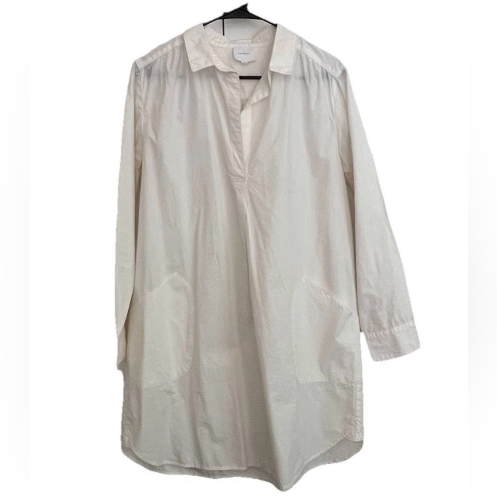 Sundays White Cotton Long Sleeve Shift Dress M